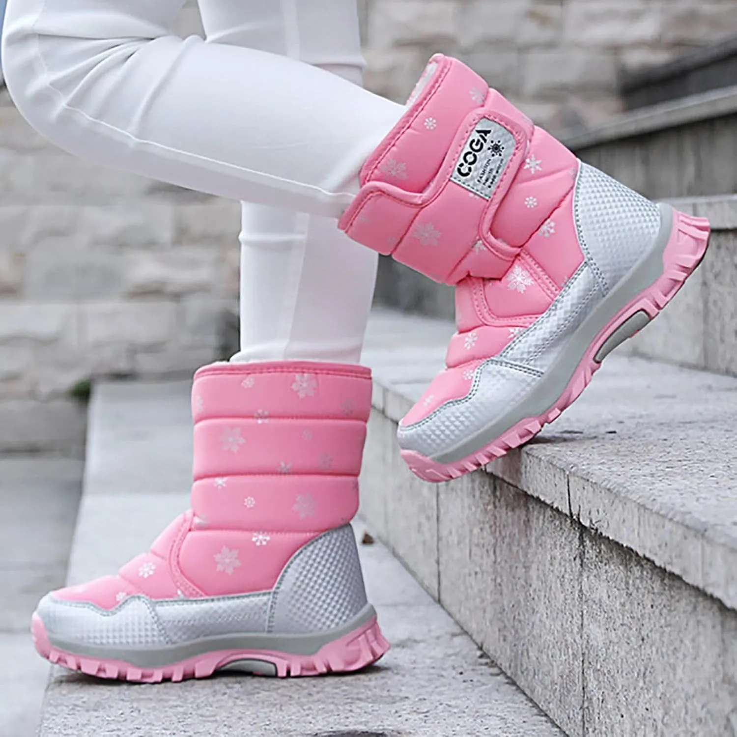 Girls Winter Boots Toddler Warm Boots Winter Fully Fur Lined Warm Shoes Outdoor Slip Resistant Cold Weather Shoes
