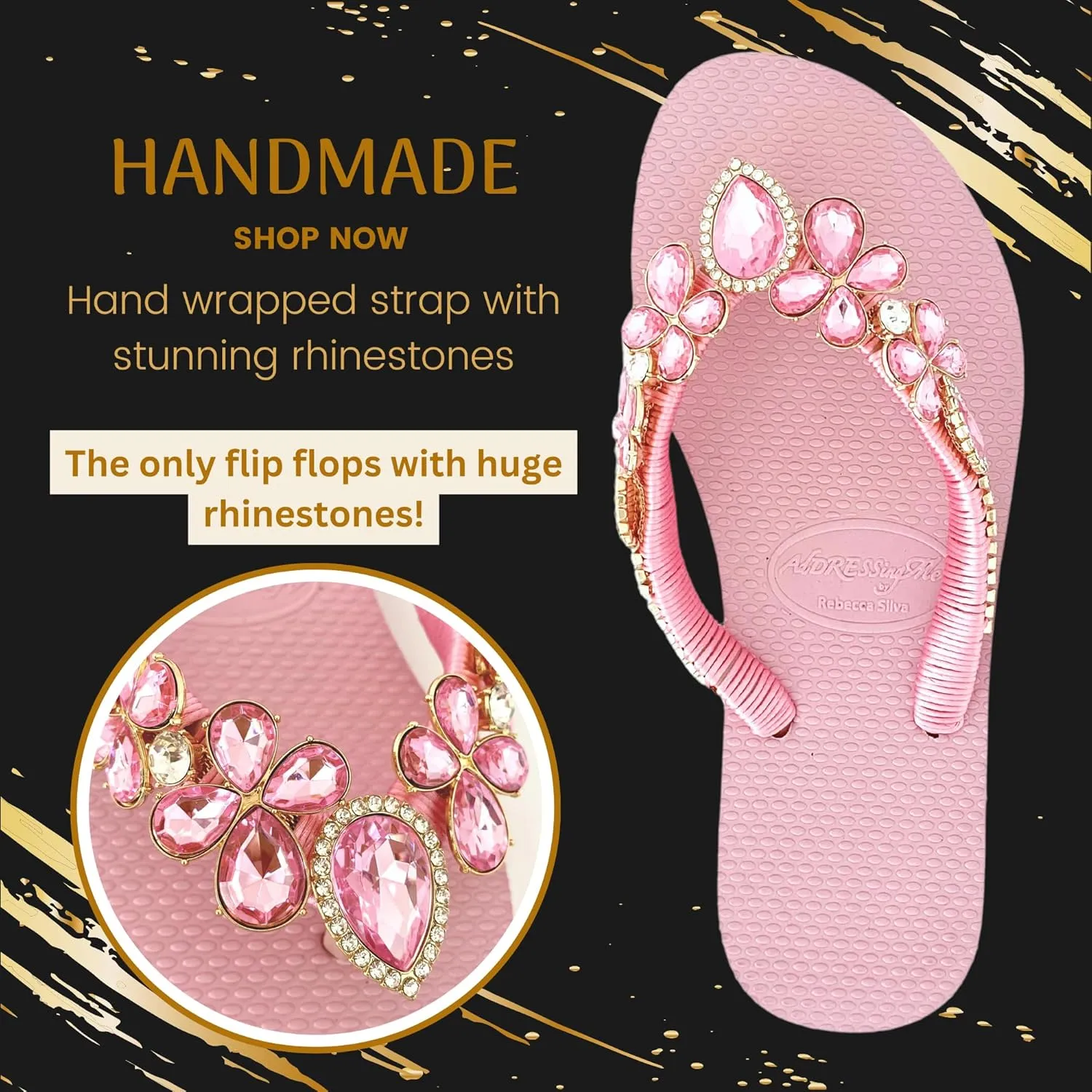 Glam Rhinestones Flip Flops For Women