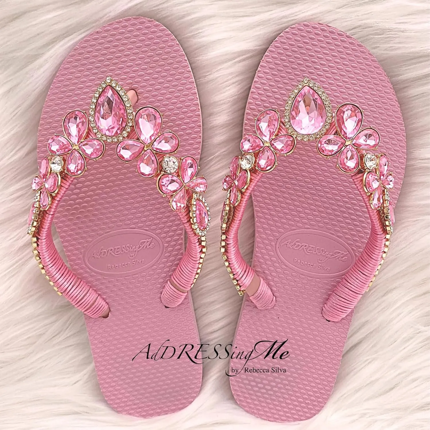 Glam Rhinestones Flip Flops For Women