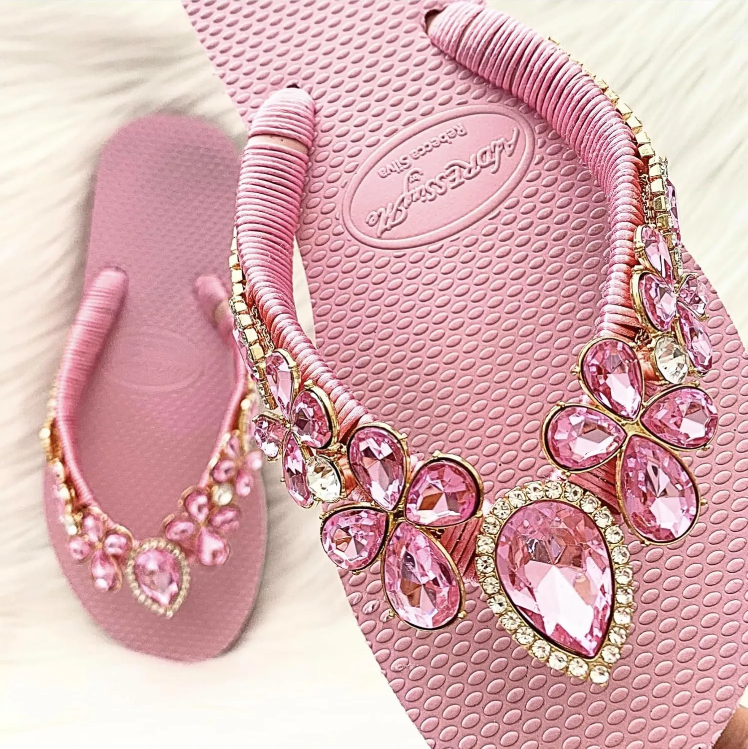 Glam Rhinestones Flip Flops For Women