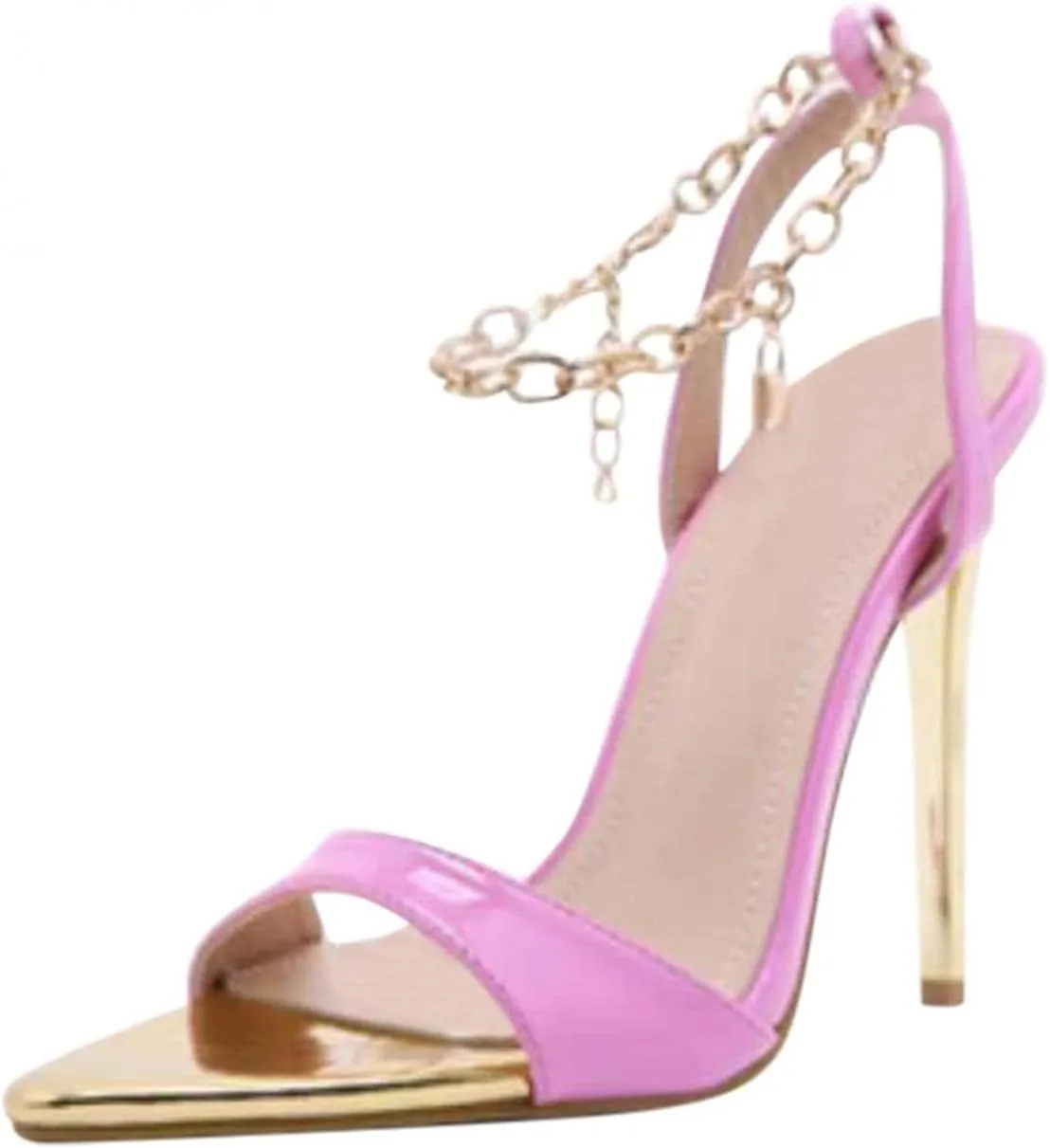 Hbeylia Stiletto High Heels Shoes for Women Sexy Open Pointed Toe Keychain Strap Soft Party Elegant Dressy Pump Shoes for Women Ladies
