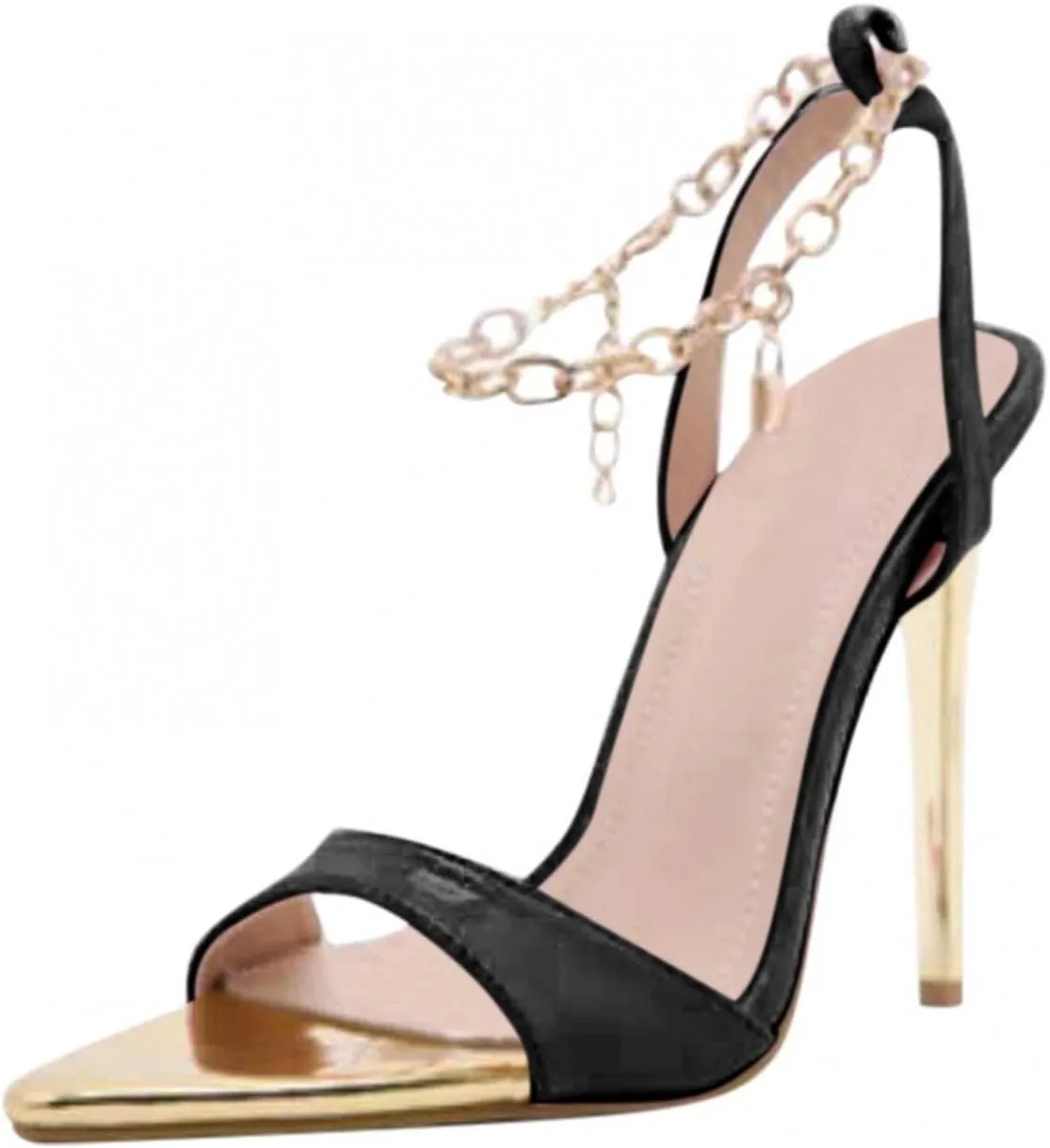 Hbeylia Stiletto High Heels Shoes for Women Sexy Open Pointed Toe Keychain Strap Soft Party Elegant Dressy Pump Shoes for Women Ladies