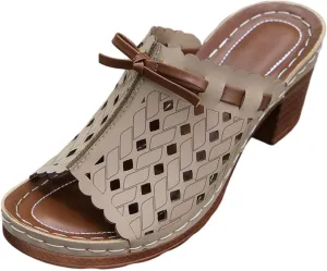 Heeled Sandals for Women Summer Orthopedic Clogs Wide Width Wedge Non Slip Sandals Leather Open Toe Outdoor Beach Slip On Slippers