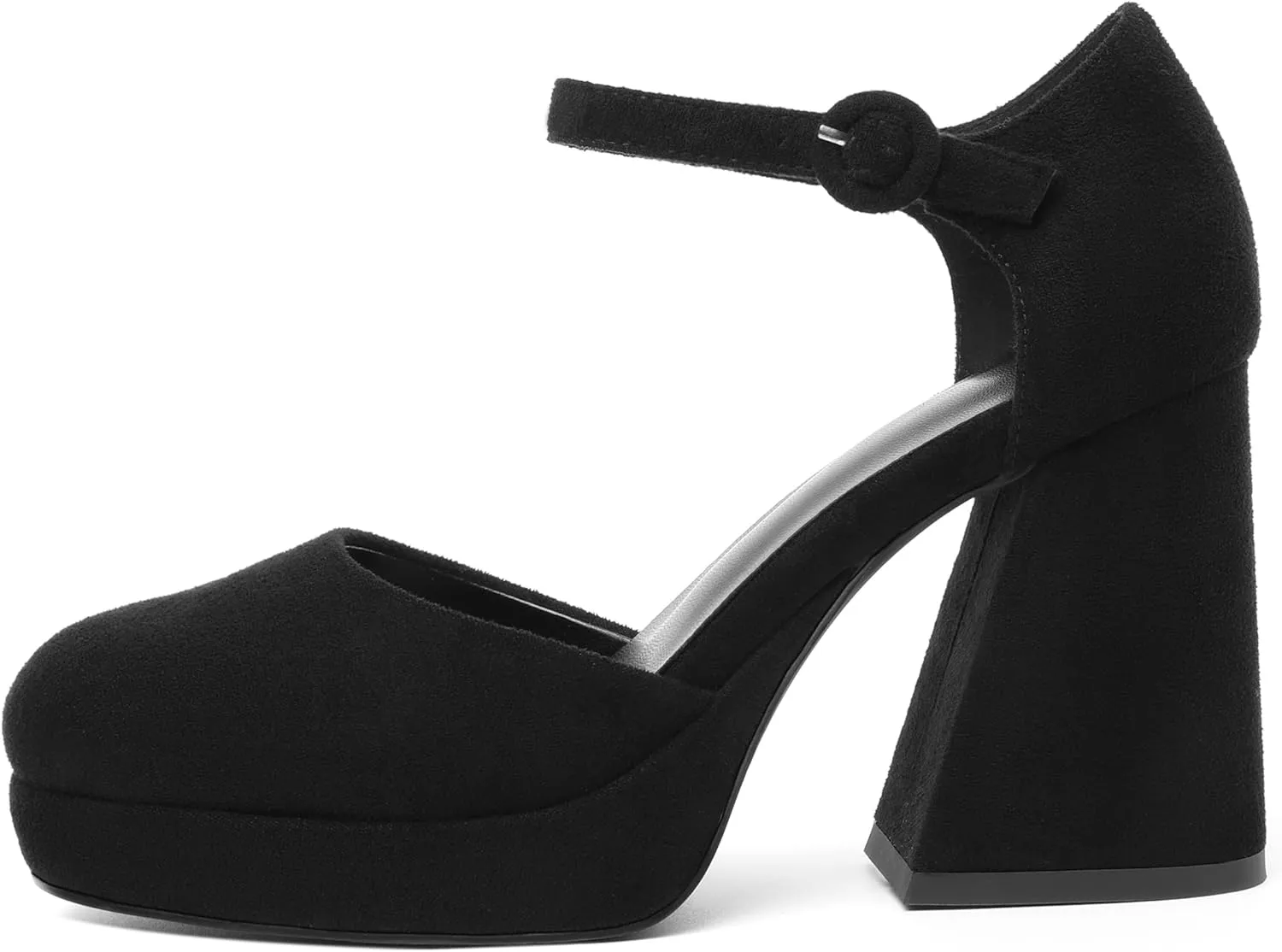 Joseywade Platform Mary Janes Women Chunky Block Heel Pumps Closed Round Toe 4 Inch Ankle Strap High Heel Shoes