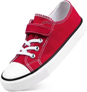 JUDIS Kids Canvas Shoes Adjustable Hook and Loop Fashion Casual Sneakers for Boys and Girls