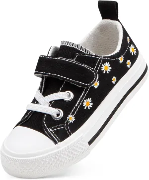 JUDIS Kids Canvas Shoes Adjustable Hook and Loop Fashion Casual Sneakers for Boys and Girls