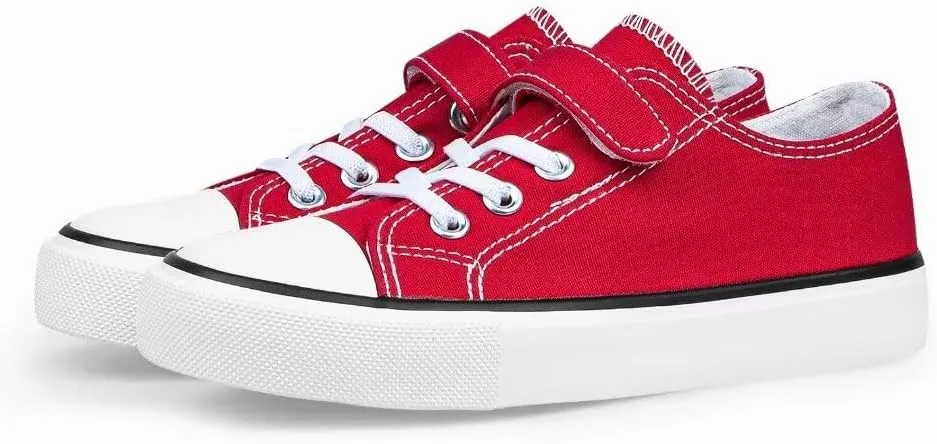 JUDIS Kids Canvas Shoes Adjustable Hook and Loop Fashion Casual Sneakers for Boys and Girls