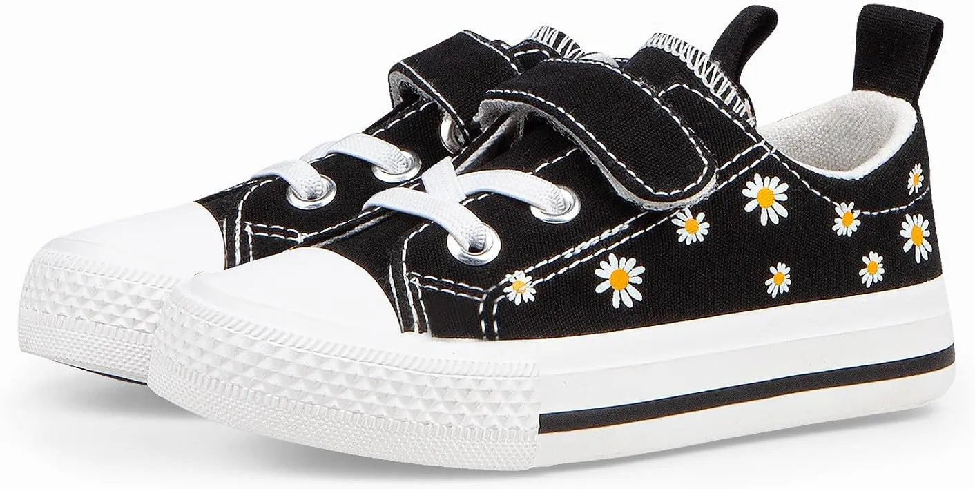JUDIS Kids Canvas Shoes Adjustable Hook and Loop Fashion Casual Sneakers for Boys and Girls