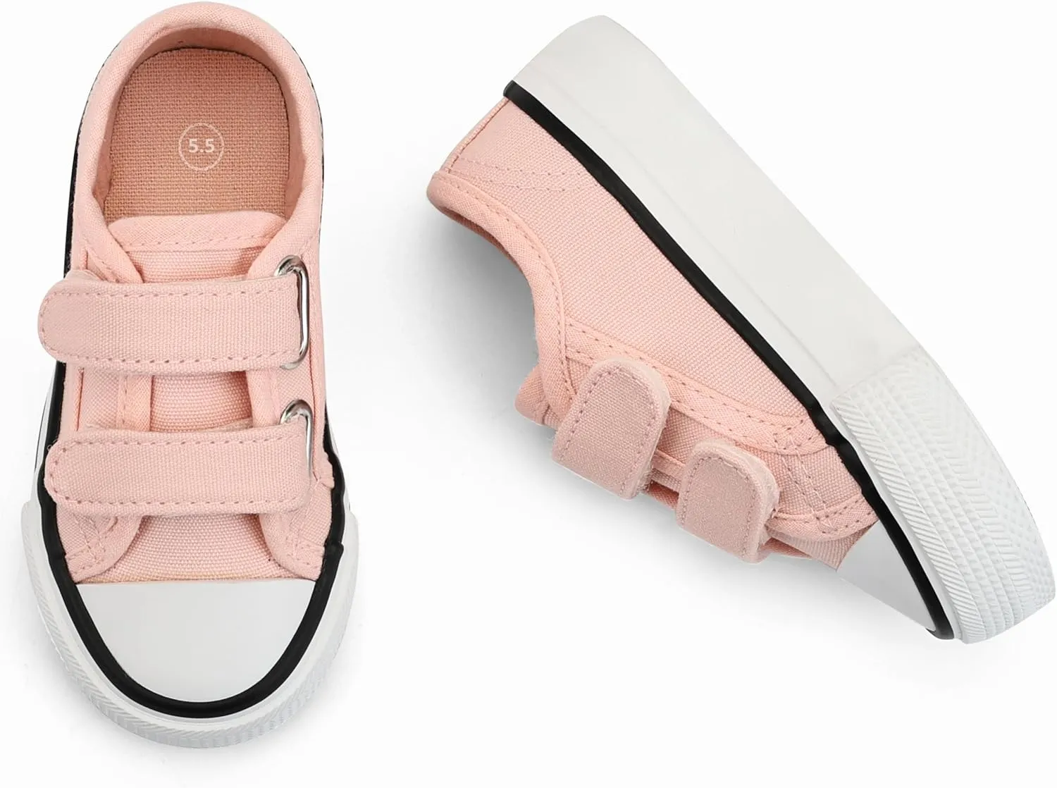 JUDIS Kids Canvas Shoes Dual Adjustable Hook and Loop Casual Sneakers Boys and Girls Fashion Shoes