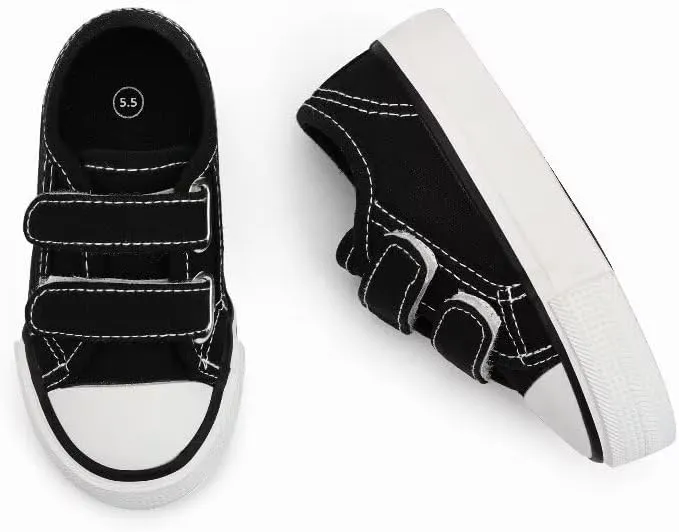 JUDIS Kids Canvas Shoes Dual Adjustable Hook and Loop Casual Sneakers Boys and Girls Fashion Shoes