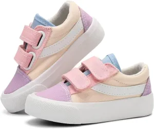 JUDIS Kids Canvas Shoes Dual Adjustable Hook and Loop Casual Sneakers Boys and Girls Fashion Shoes