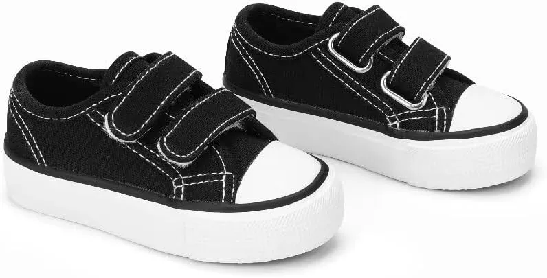 JUDIS Kids Canvas Shoes Dual Adjustable Hook and Loop Casual Sneakers Boys and Girls Fashion Shoes