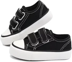 JUDIS Kids Canvas Shoes Dual Adjustable Hook and Loop Casual Sneakers Boys and Girls Fashion Shoes