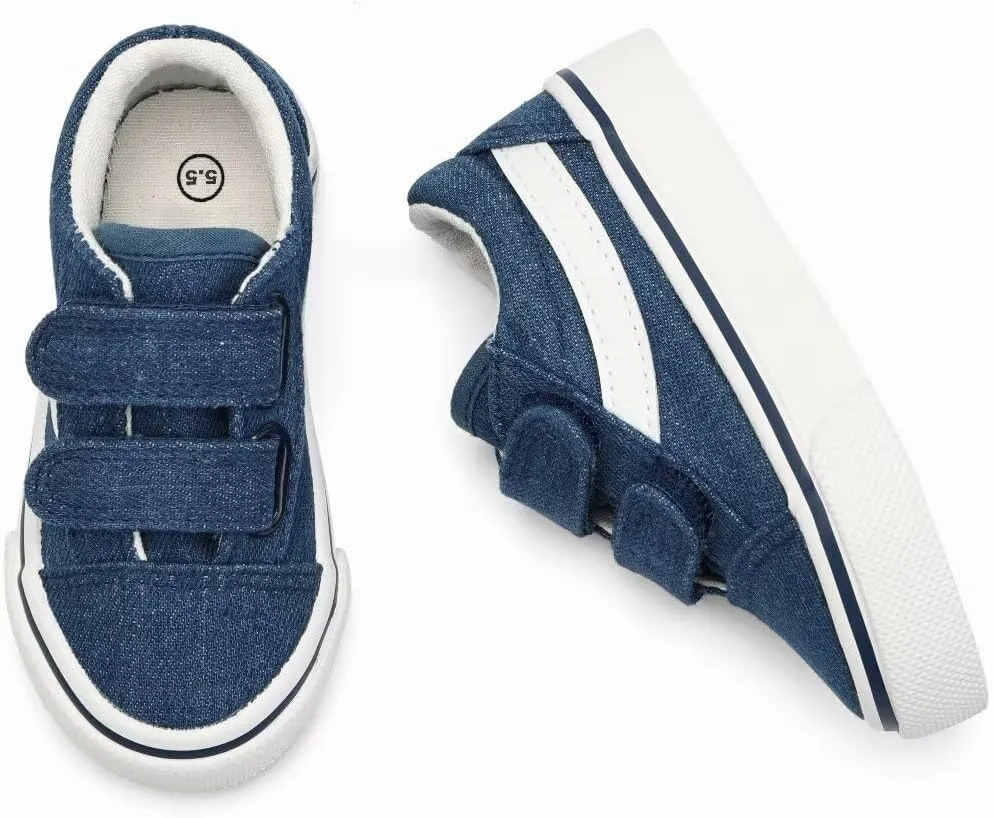 JUDIS Kids Canvas Shoes Dual Adjustable Hook and Loop Casual Sneakers Boys and Girls Fashion Shoes