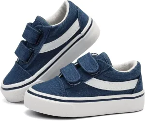 JUDIS Kids Canvas Shoes Dual Adjustable Hook and Loop Casual Sneakers Boys and Girls Fashion Shoes
