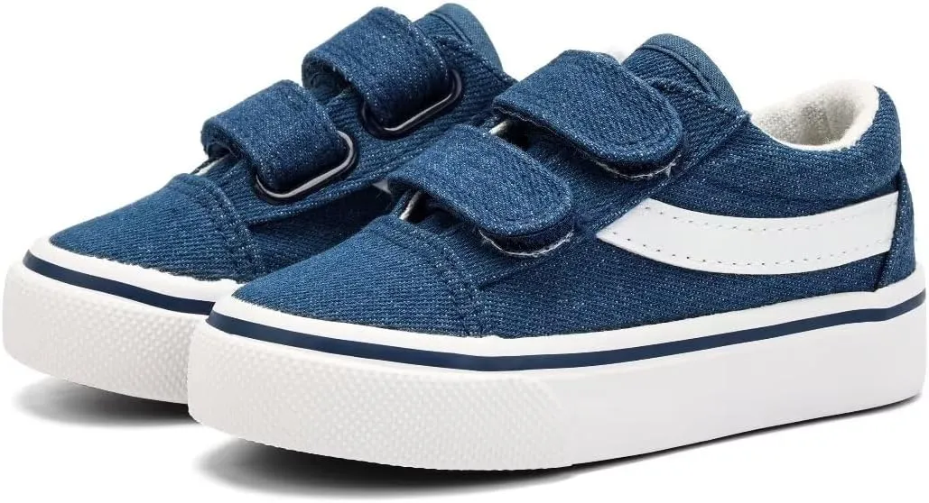 JUDIS Kids Canvas Shoes Dual Adjustable Hook and Loop Casual Sneakers Boys and Girls Fashion Shoes