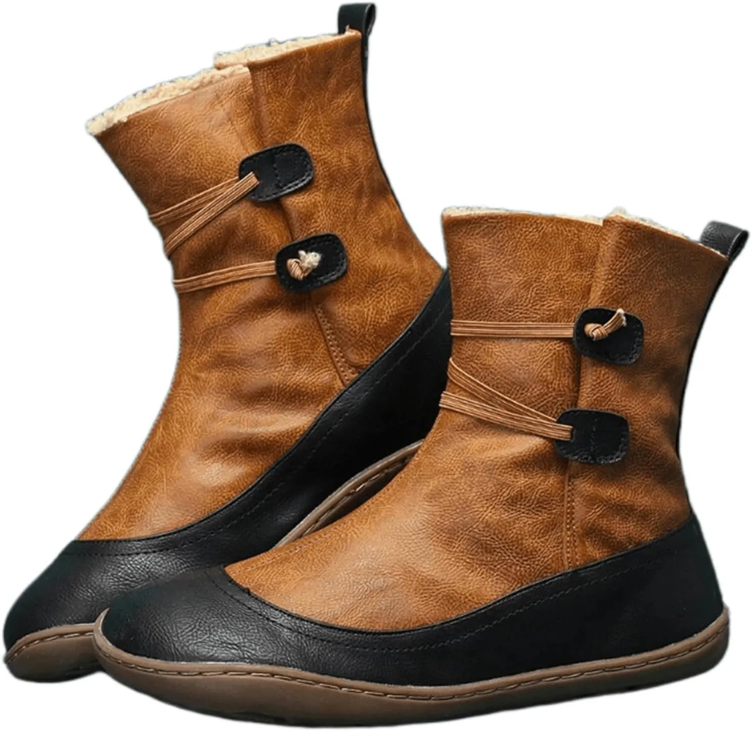 Ladmiple Snow Boots For Women Cute Tall Mid Calf Boots Warm Ankle Booties Slip On Outdoor Fur Lined Walking Winter Shoes