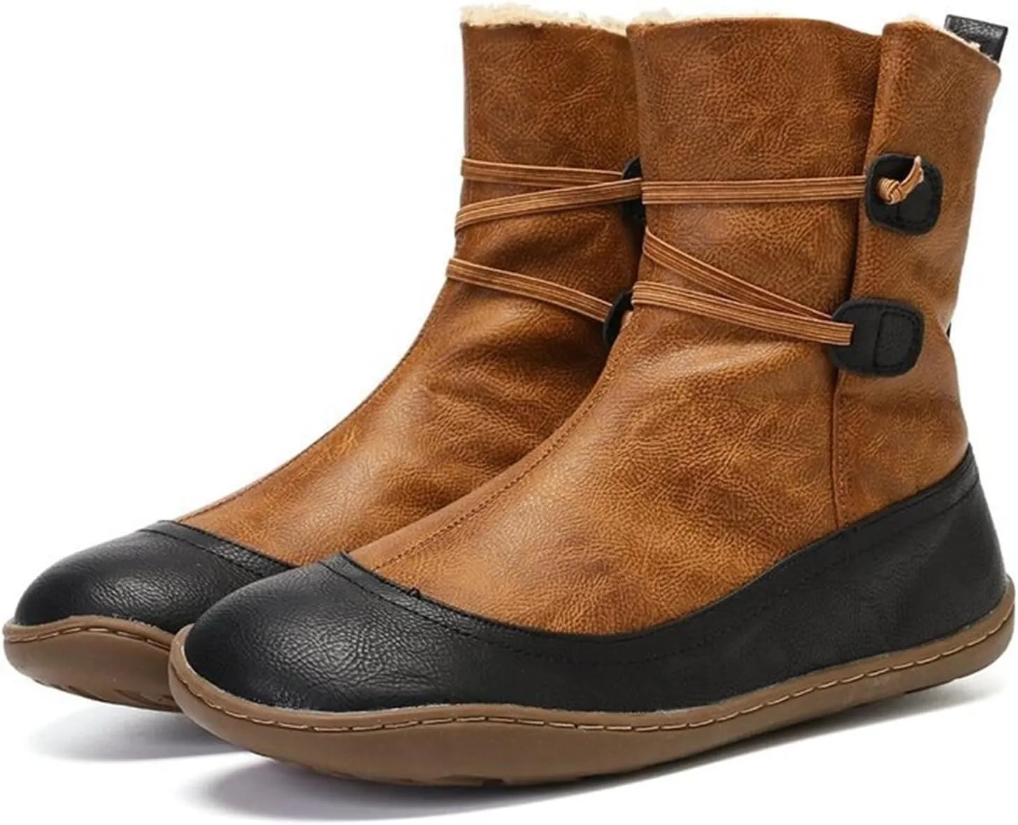 Ladmiple Snow Boots For Women Cute Tall Mid Calf Boots Warm Ankle Booties Slip On Outdoor Fur Lined Walking Winter Shoes