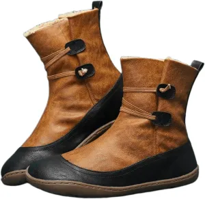 Ladmiple Snow Boots For Women Cute Tall Mid Calf Boots Warm Ankle Booties Slip On Outdoor Fur Lined Walking Winter Shoes