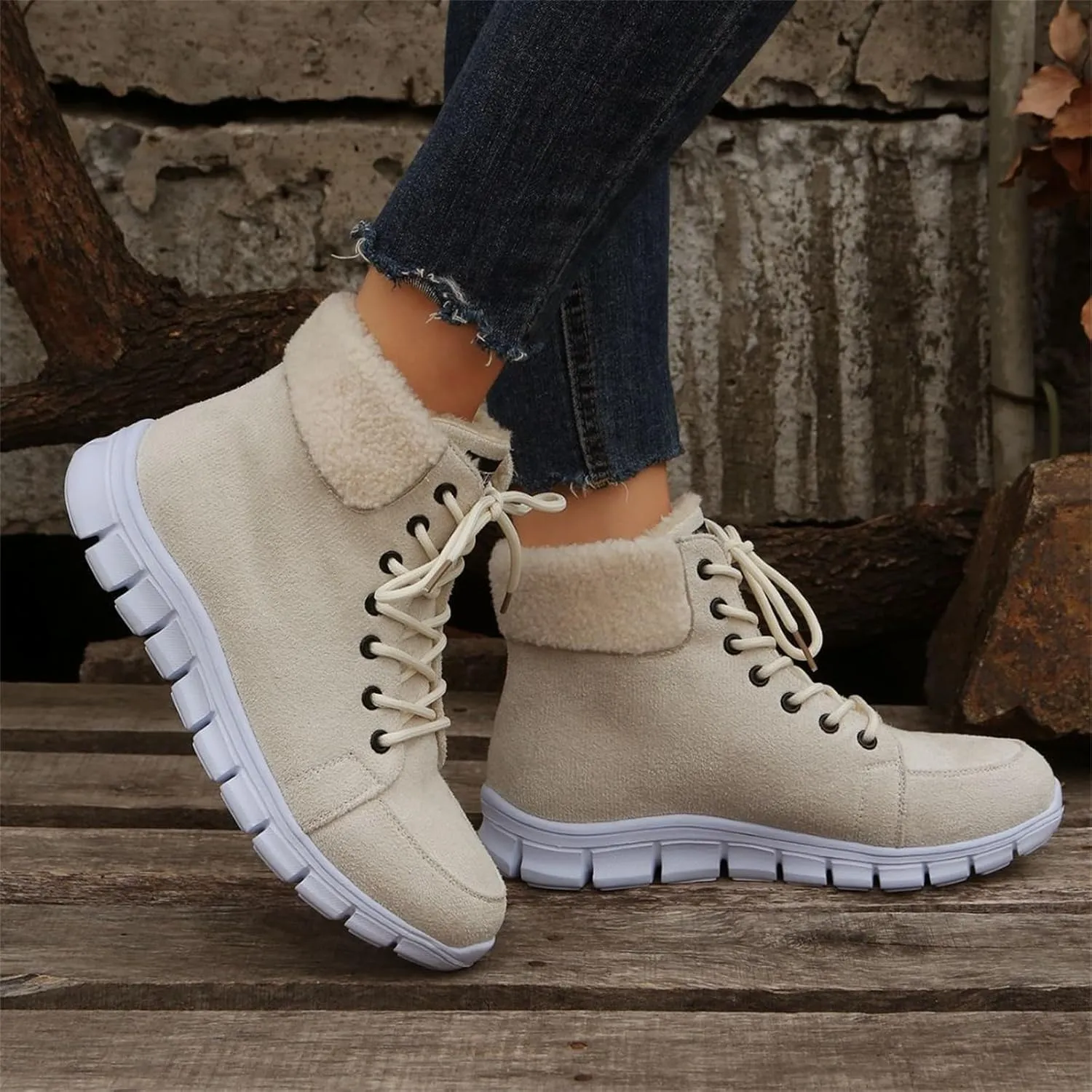 Ladmiple Snow Boots For Women Slip On Warm Fur Lined Winter Boots Outdoor Short Ankle Booties Comfort Fashion Walking Shoes
