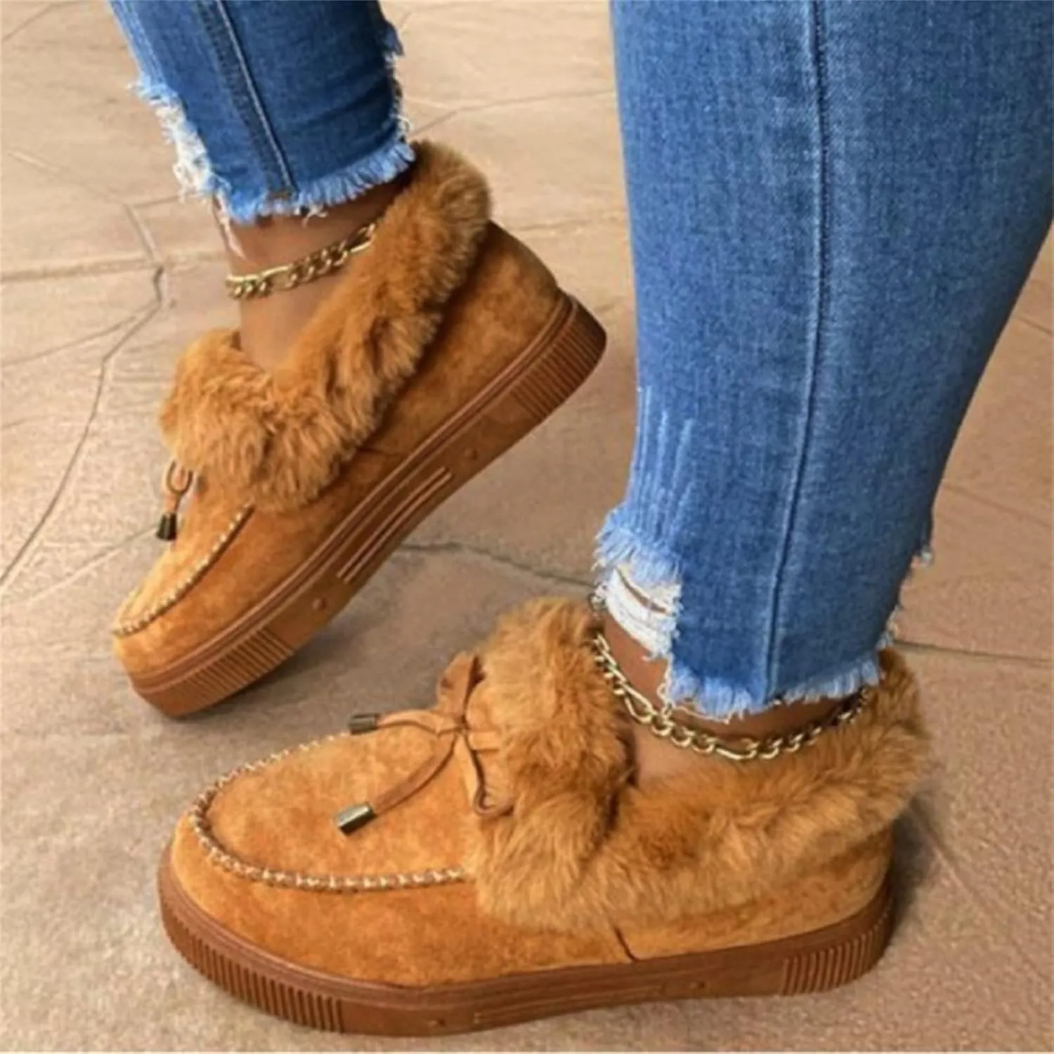 Ladmiple Winter Boots For Women 2023 Snow Warm Ankle Booties Slip On Outdoor Fur Lined Comfortable Fashion Walking Shoes