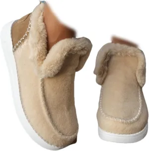 Ladmiple Winter Boots For Women 2024 Dressy Snow Boots Warm Fur Lined Anti-Slip Ankle Booties Slip On Warm Loafers Shoes