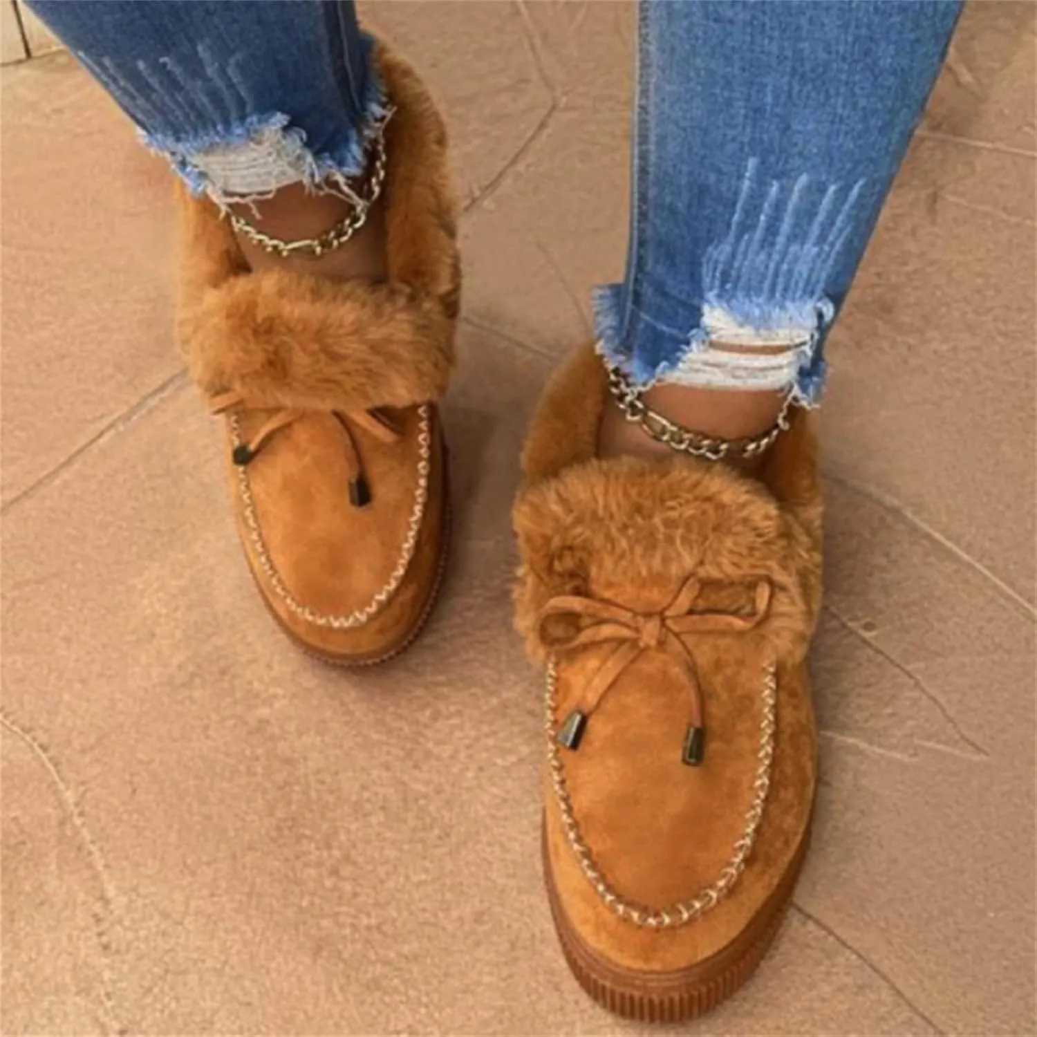 Ladmiple Winter Boots For Women Fashion Snow Boots Warm Comfortable Slip On Outdoor Fur Lined Lining Ankle Booties 2024
