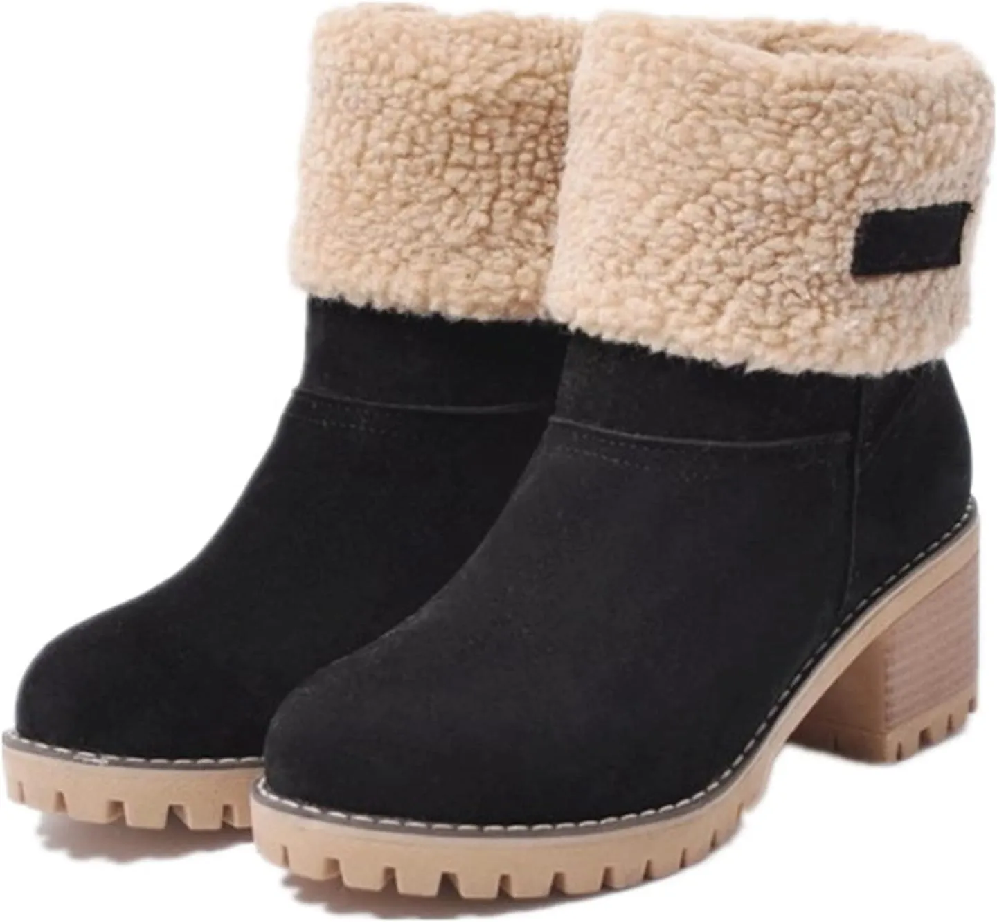 Ladmiple Winter Boots For Women Fashion Snow Boots Warm Fur Lined Ankle Booties Slip on Outdoor Walking Mid Calf Boots 2024