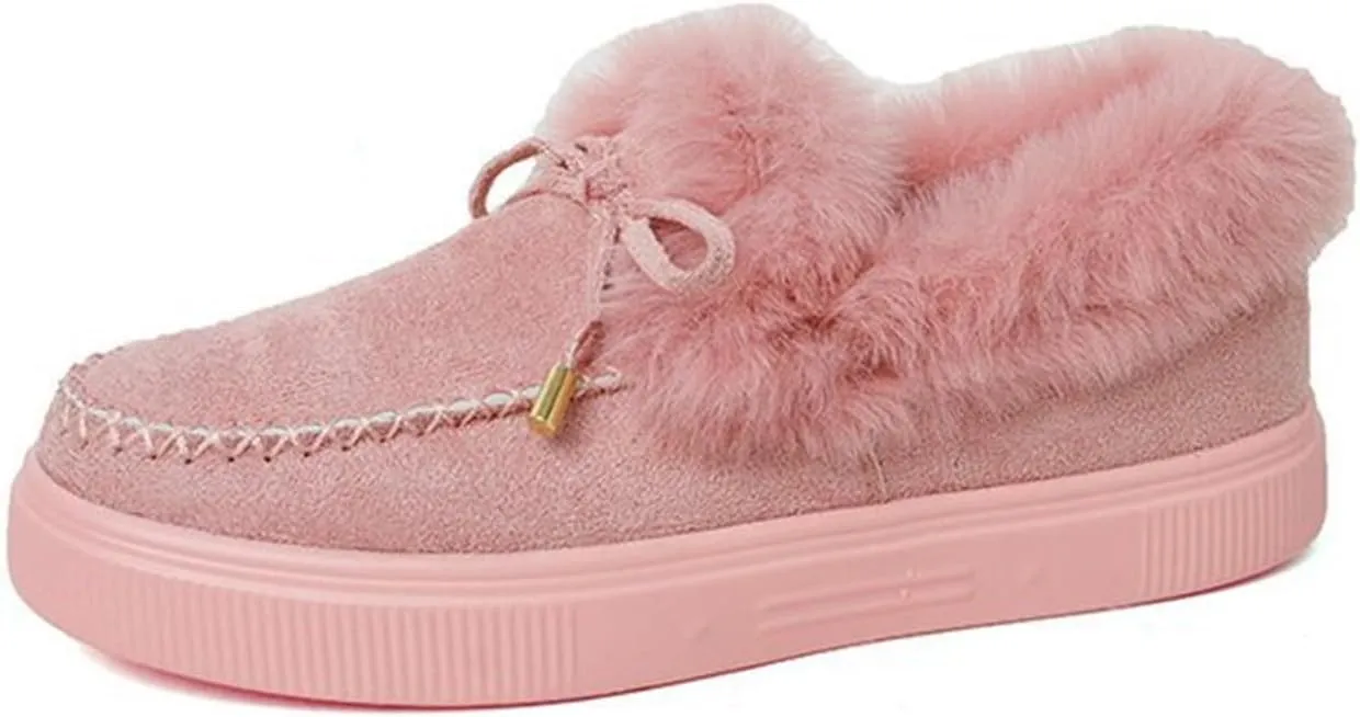 Ladmiple Winter Boots For Women Fashion Warm Fur Lined Snow Boots Outdoor Slip On Comfortable Fashion Short Ankle Booties