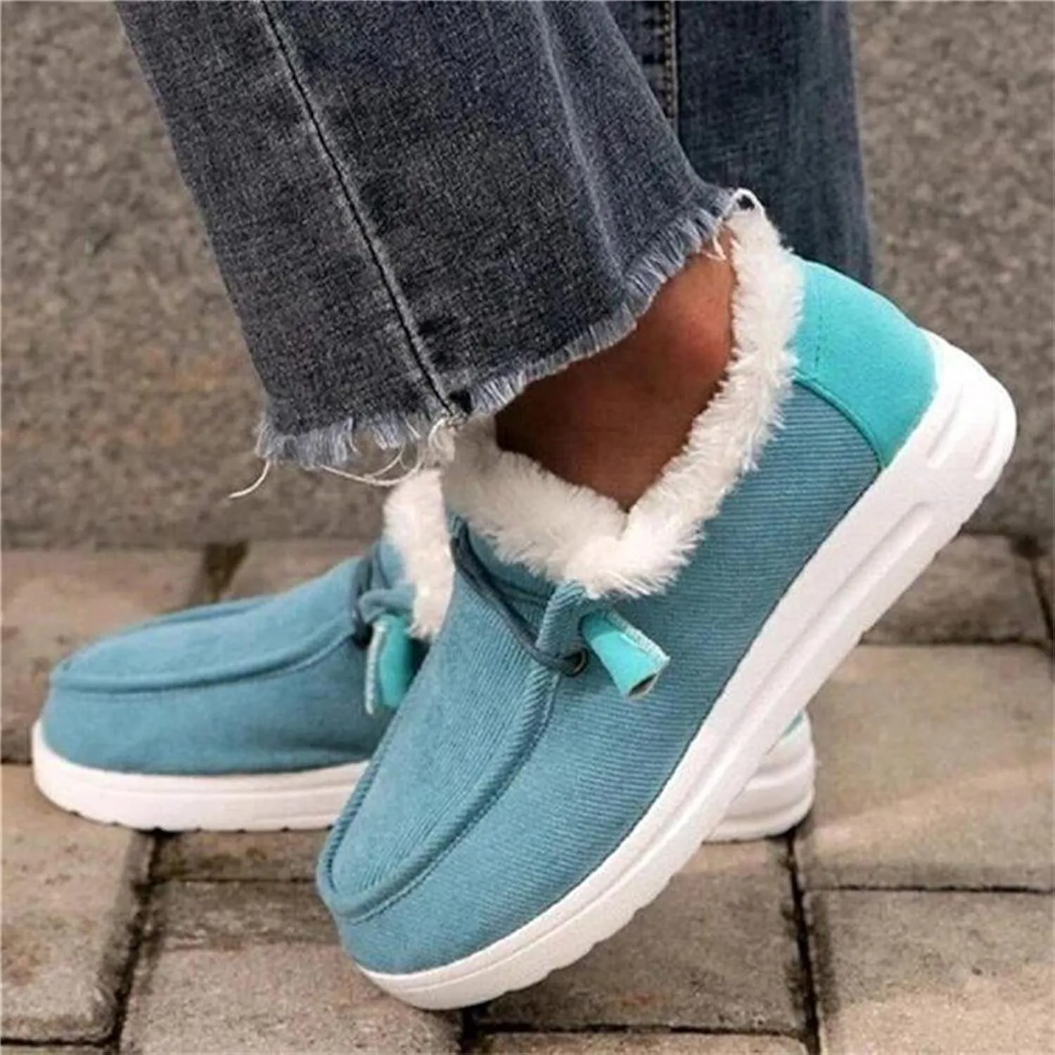 Ladmiple Winter Boots For Women Warm Snow Boots Fur Lined Anti-Slip Outdoor Slip On Ankle Booties Comfortable Loafers