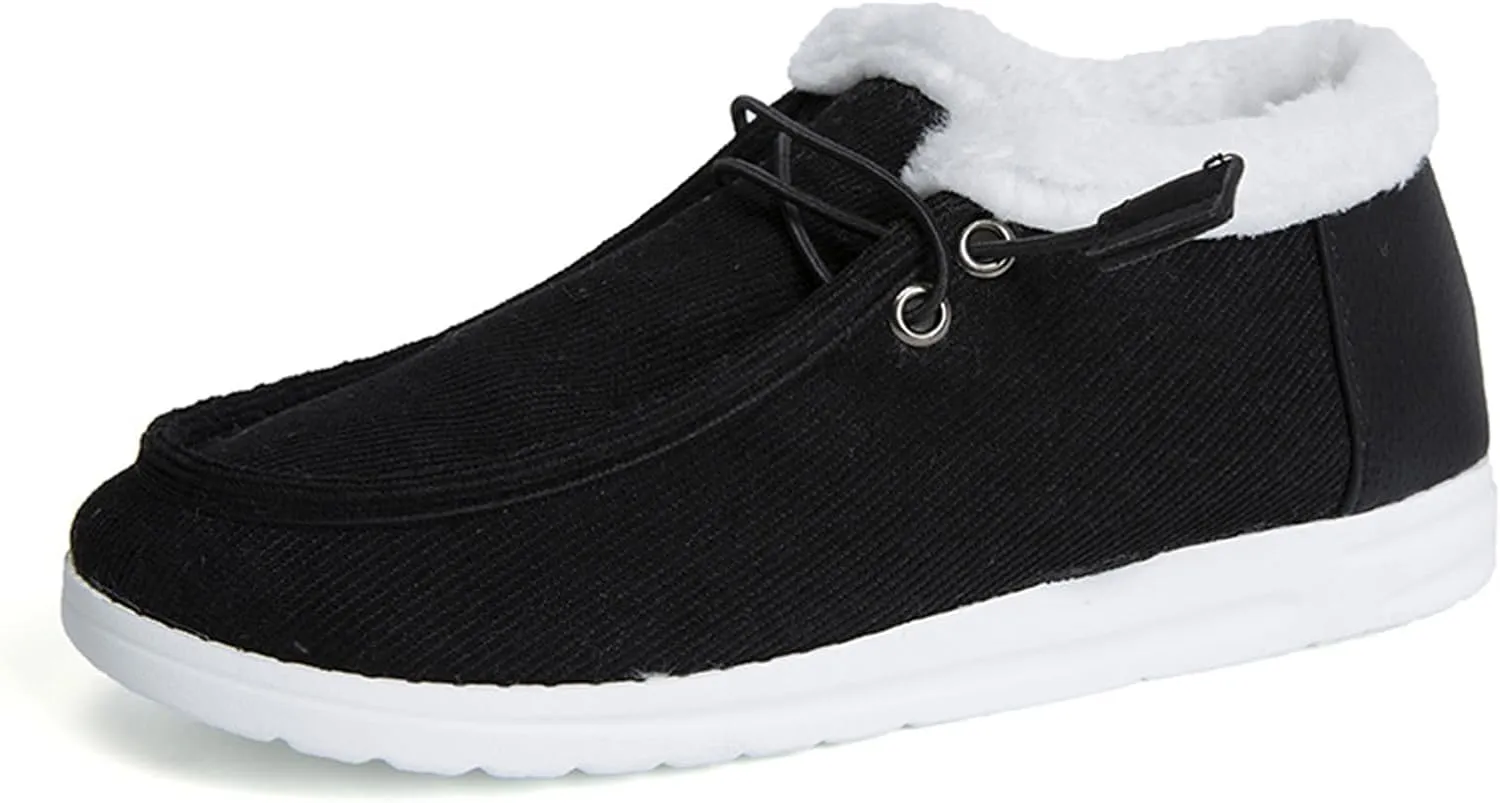 Lausiuoe Snow Boots For Women Cute Wide Calf Ankle Booties Slip On Comfort Winter Fuzzy Fashion Casual Walking Shoes Loafers