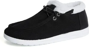Lausiuoe Snow Boots For Women Cute Wide Calf Ankle Booties Slip On Comfort Winter Fuzzy Fashion Casual Walking Shoes Loafers