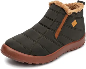 Lausiuoe Snow Boots For Women Waterproof Insulated Wide Width Winter Fur Lined Warm Ankle Booties Slip On Outdoor Shoes
