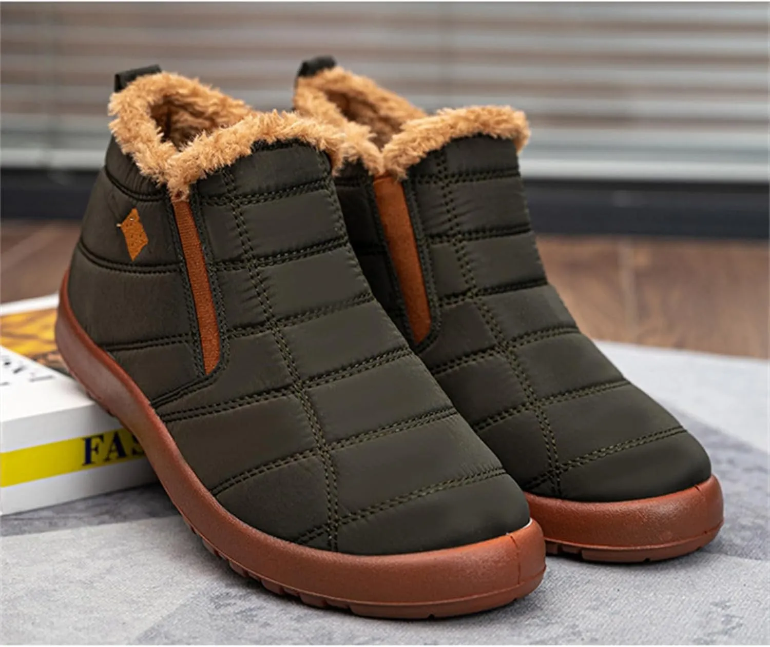 Lausiuoe Snow Boots For Women Waterproof Insulated Wide Width Winter Fur Lined Warm Ankle Booties Slip On Outdoor Shoes