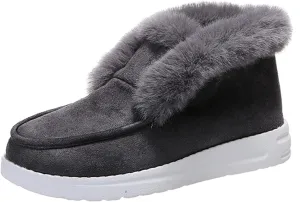 Lausiuoe Winter Boots For Women Fashion Wide Calf Women's Ankle Boot Slip On Comfortable Winter Snow Fuzzy Booties Fashion Sneaker Casual Walking Shoes Loafers