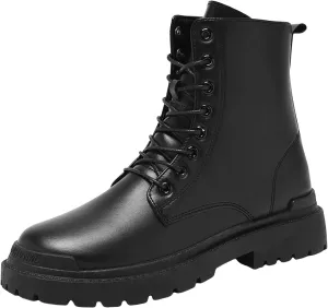 Leather Ankle Boots for Men Fashion Solid Shoes Casual Lace Up Ankle Boots Water Proof Insulated Knee High Outdoor Boots