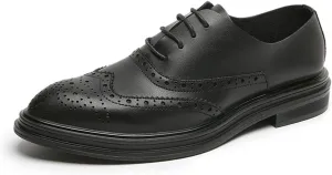 Leather Men Retro Men Brogues Genuine Leather Dress Shoes Handmade Wedding Shoes for Men Round Toe Slip Low Top Breathable Casual Tuxedo Leather Shoes