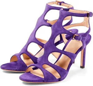 LEHOOR Women Sexy High Heels Gladiator Sandals Open Peep Toe Suede Caged Sandal Booties Kitten Heel Round Toe Cutout Ankle Boots Buckle Strappy Stiletto Sandals Dressy Summer Wedding Office 4-11 M US