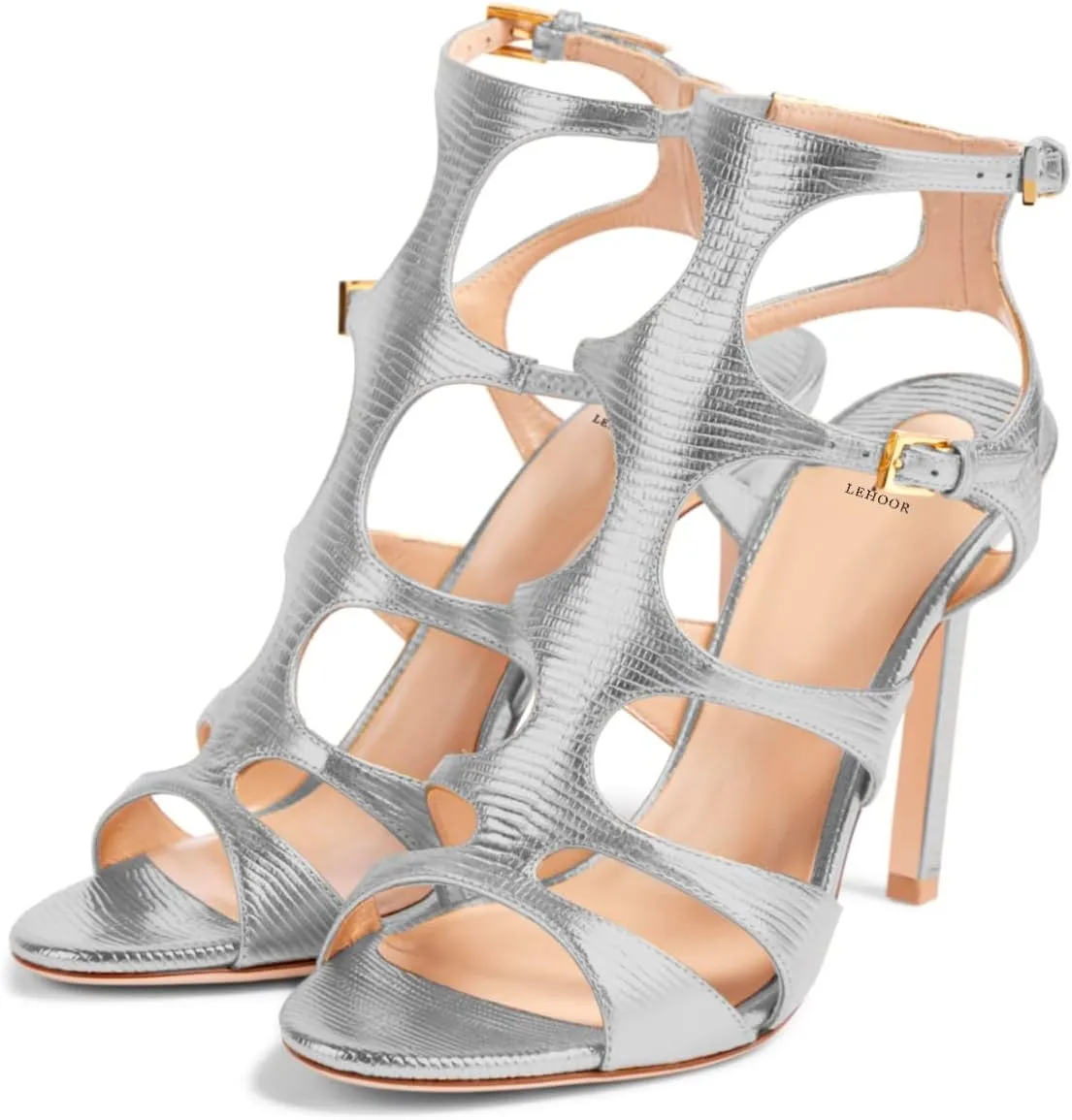 LEHOOR Women Sexy High Heels Gladiator Sandals Open Peep Toe Suede Caged Sandal Booties Kitten Heel Round Toe Cutout Ankle Boots Buckle Strappy Stiletto Sandals Dressy Summer Wedding Office 4-11 M US
