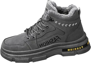 Men Work Boots Soft Toe Hiking Sneakers with Warm Fur Lining Women's Workout Shoes Soft Toe Composite Safety Toe Waterproof Industrial Casual Hike Grounded Footwear