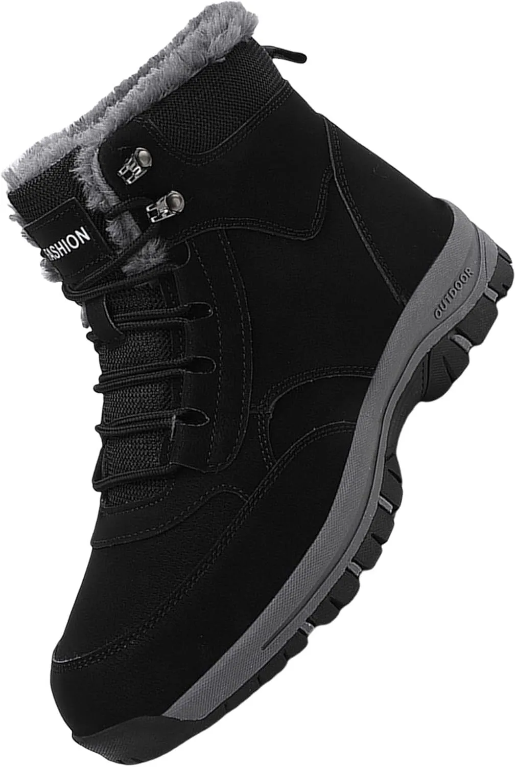 Men Work Boots Wide Width Hiking Sneakers Warm Fur Lined Safety Toe Shoes for Women Insulated Waterproof Outdoor Shoes Lightweight Anti Slip Hike Grounded Footwear