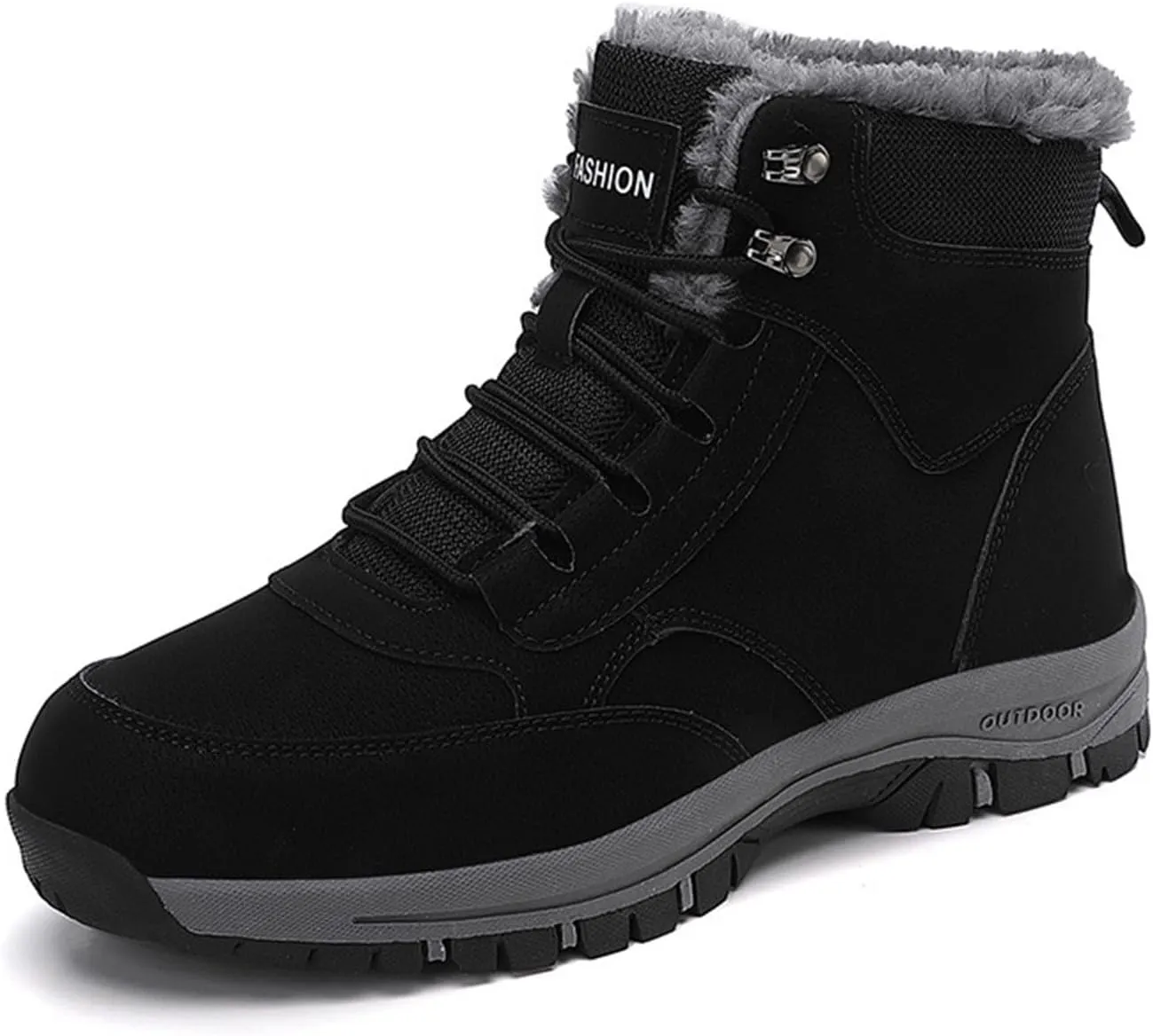Men Work Boots Wide Width Hiking Sneakers Warm Fur Lined Safety Toe Shoes for Women Insulated Waterproof Outdoor Shoes Lightweight Anti Slip Hike Grounded Footwear