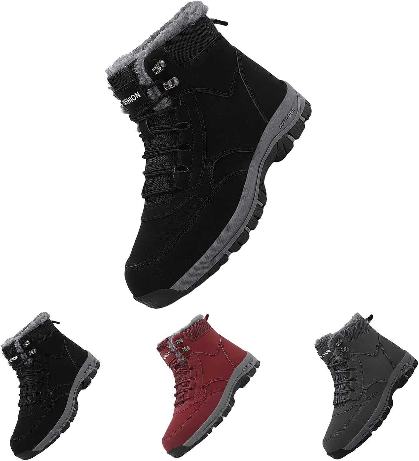 Men Work Boots Wide Width Hiking Sneakers Warm Fur Lined Safety Toe Shoes for Women Insulated Waterproof Outdoor Shoes Lightweight Anti Slip Hike Grounded Footwear