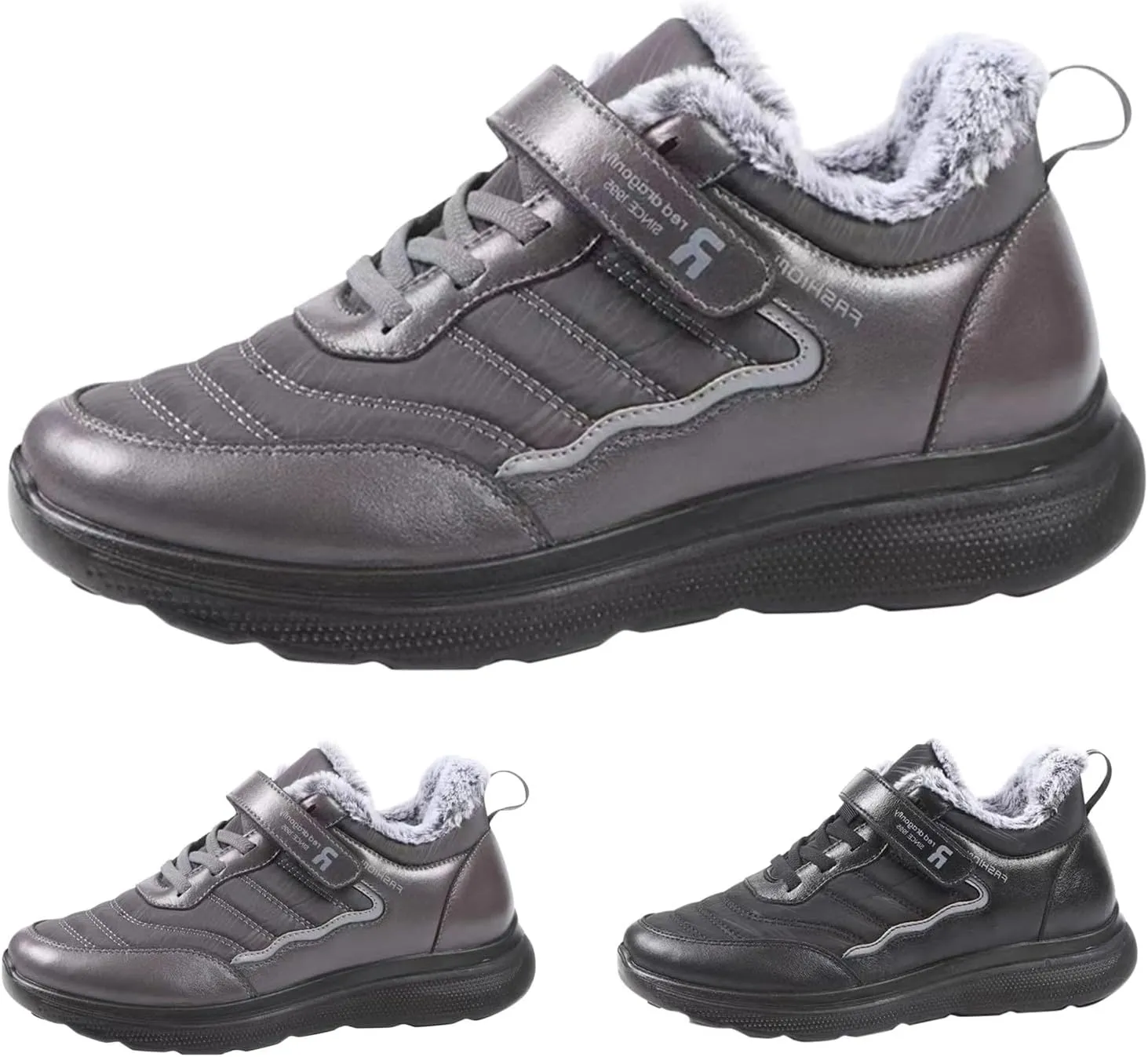 Men Work Boots Wide Width Hiking Sneakers Warm Fur Lined Safety Toe Shoes for Women Insulated Waterproof Outdoor Shoes Lightweight Anti Slip Hike Grounded Footwear