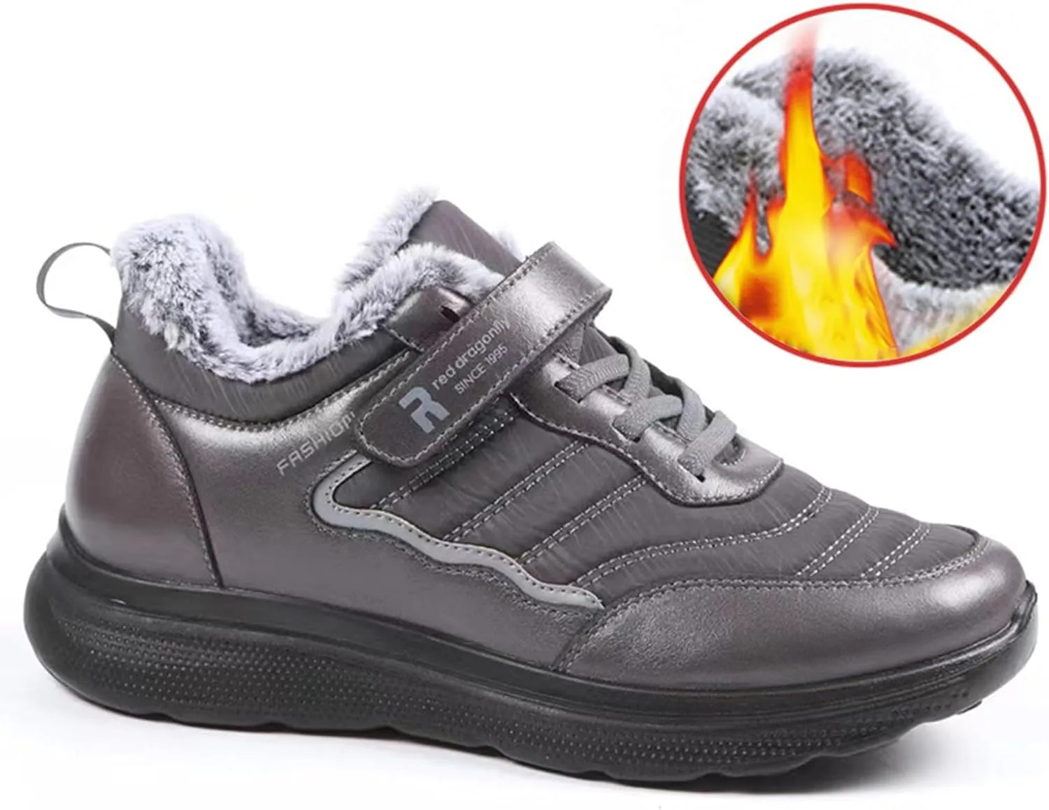 Men Work Boots Wide Width Hiking Sneakers Warm Fur Lined Safety Toe Shoes for Women Insulated Waterproof Outdoor Shoes Lightweight Anti Slip Hike Grounded Footwear