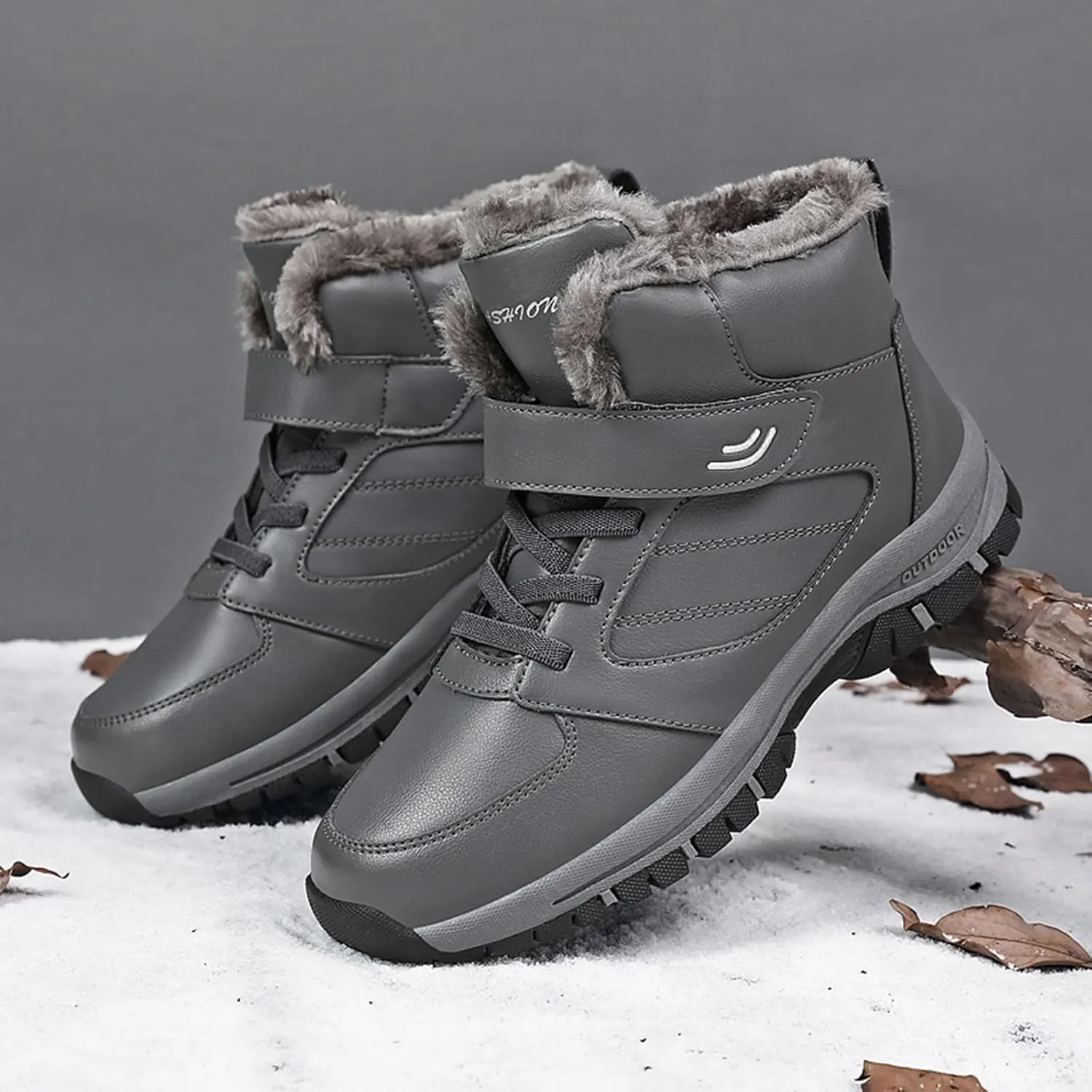Men Work Boots with Zipper Hiking Sneakers with Warm Fur Lining Workout Shoes for Women Business Casual Platform Sneakers Lightweight Safety Hike Grounded Footwear