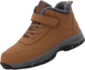 Men Work Boots with Zipper Hiking Sneakers with Warm Fur Lining Workout Shoes for Women Business Casual Platform Sneakers Lightweight Safety Hike Grounded Footwear