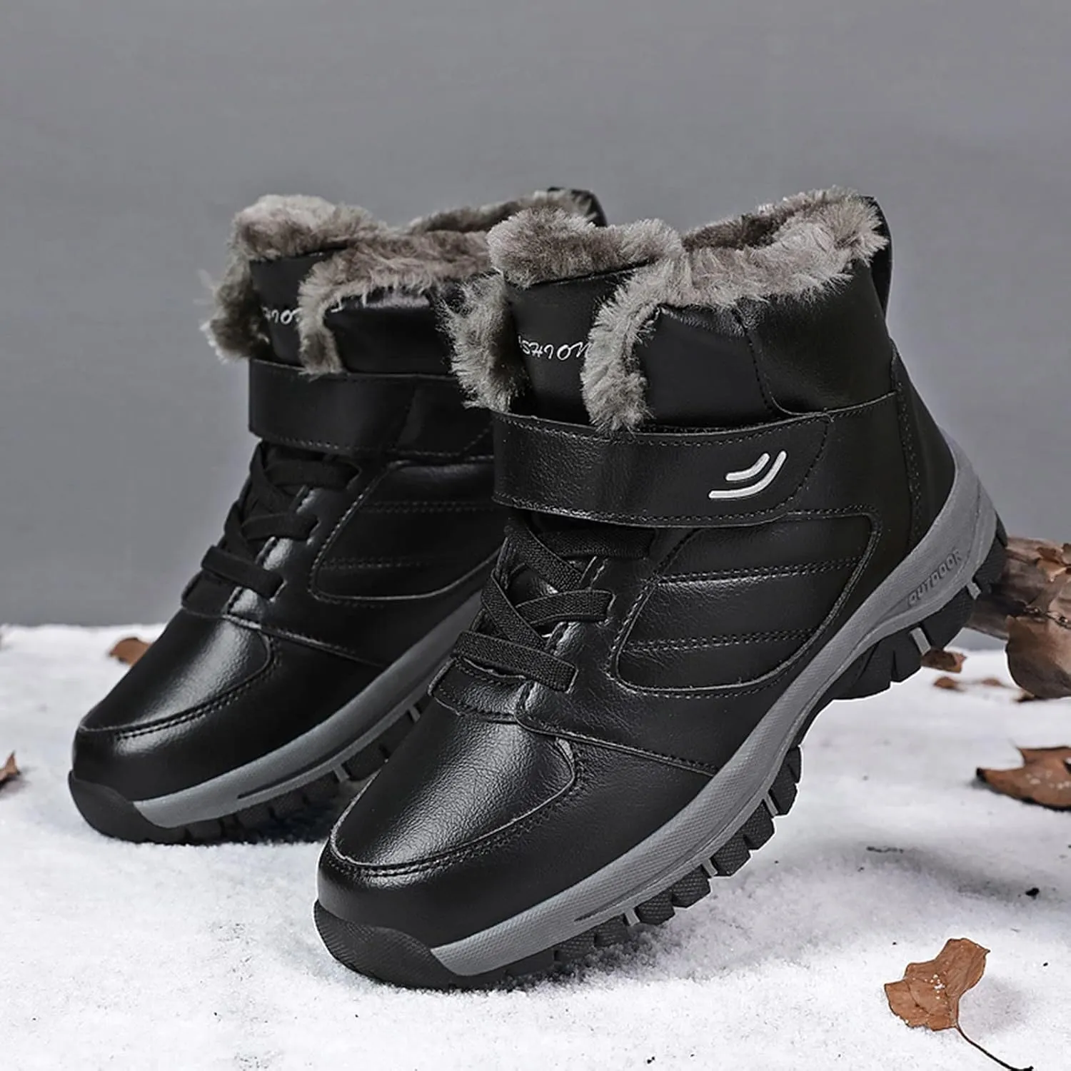 Men Work Boots with Zipper Hiking Sneakers with Warm Fur Lining Workout Shoes for Women Business Casual Platform Sneakers Lightweight Safety Hike Grounded Footwear