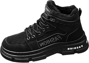Men Work Boots with Zipper Hiking Sneakers with Warm Fur Lining Workout Shoes for Women Business Casual Platform Sneakers Lightweight Safety Hike Grounded Footwear