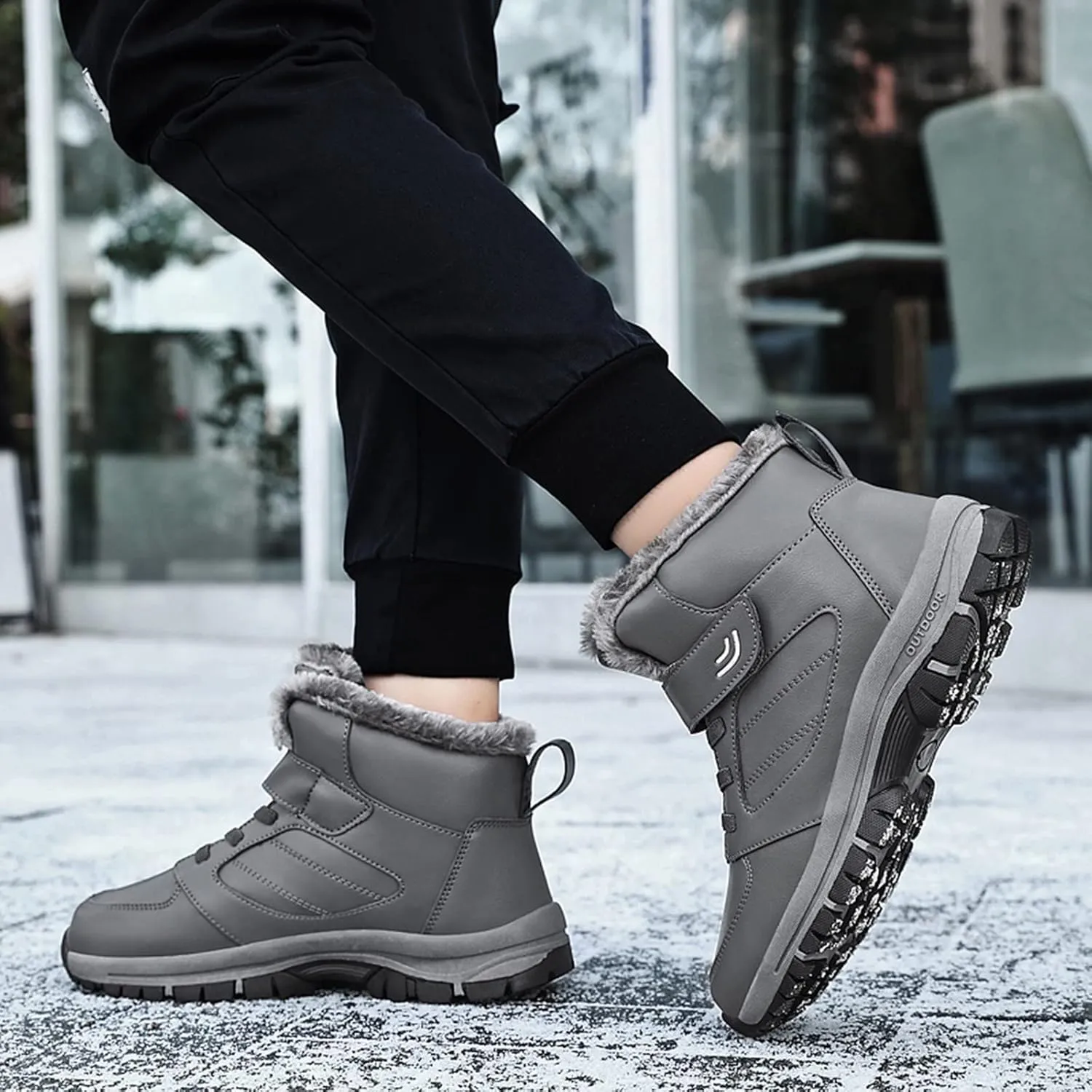 Men Work Boots with Zipper Hiking Sneakers with Warm Fur Lining Workout Shoes for Women Business Casual Platform Sneakers Lightweight Safety Hike Grounded Footwear
